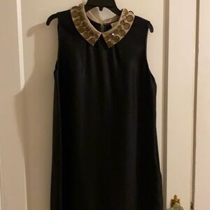 Kate Spade Black and Gold Sheath Dress with Peter Pan Collar